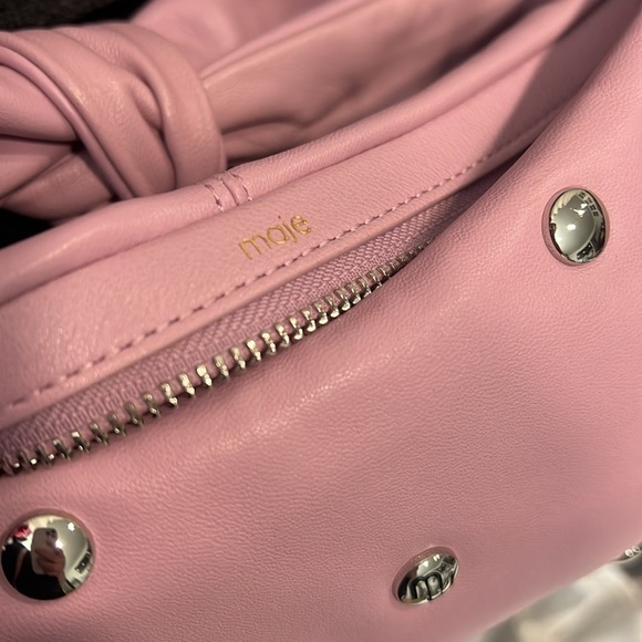 Maje Bow Knotted Studded Leather Bag in Lavender - Picture 7 of 11